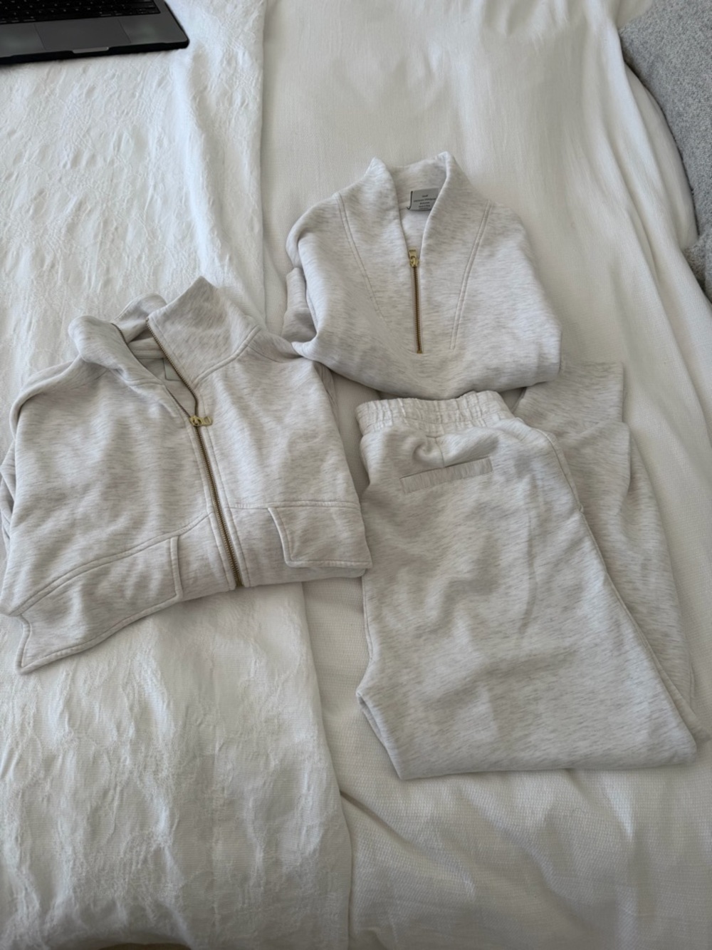 Varley Double Soft Grey Set - Two Hoodies (S, XS) One Jogger (S)